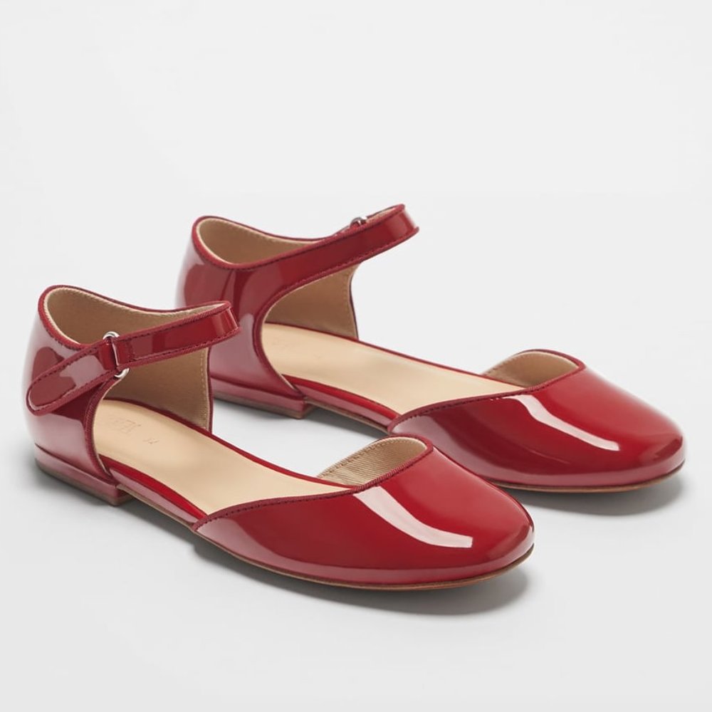 Zara Size 4 Youth Patent Red Shoes New With Tags